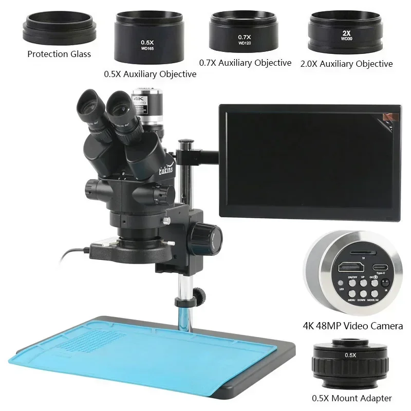 Trinocular Stereo Microscope 7X-45X - Mikroskop stereoskopowy trójokularowy z symulowanym ogniskiem