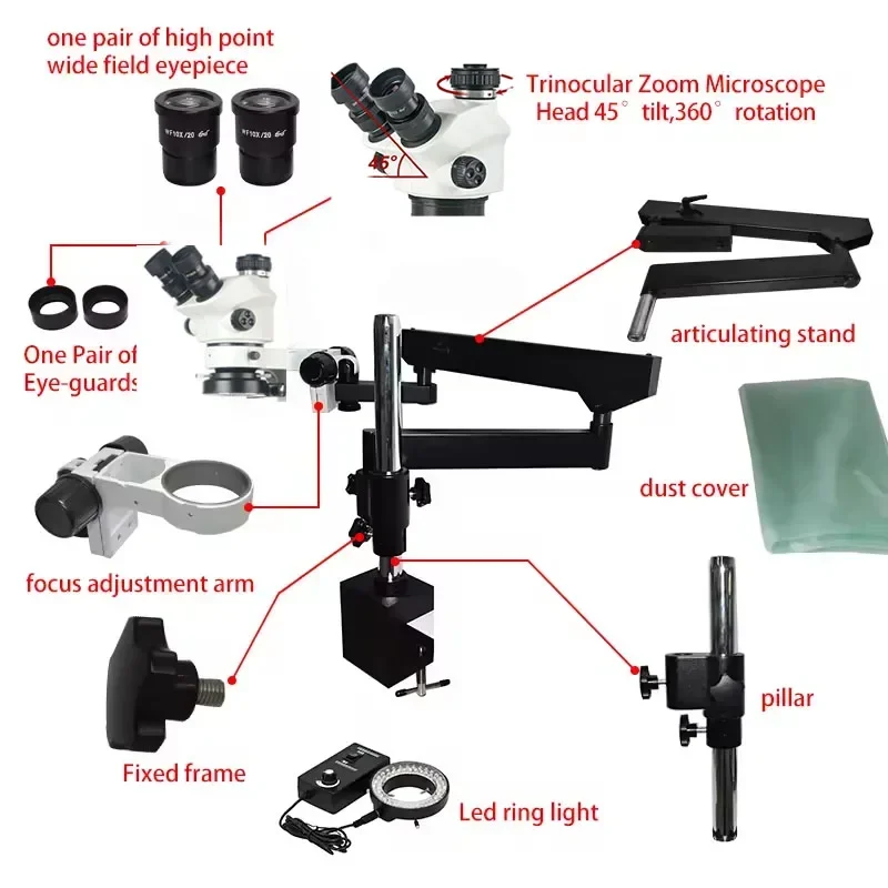 Mikroskop stereoskopowy trójok – Microscope Boom Stand Articulating recenzja i cena